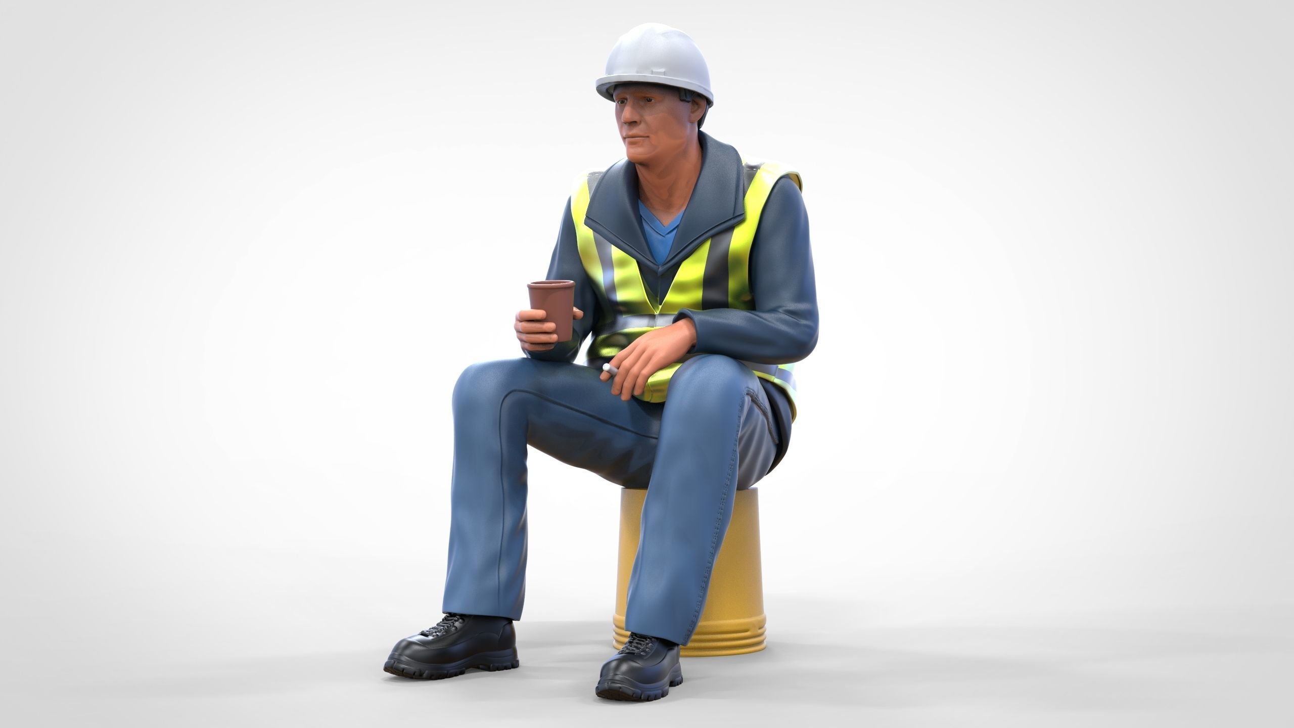 N7 Sitting Construction worker 3D print model_23