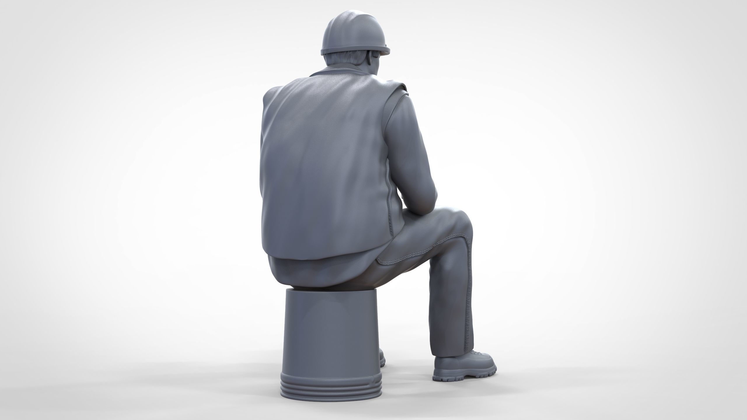 N7 Sitting Construction worker 3D print model_31
