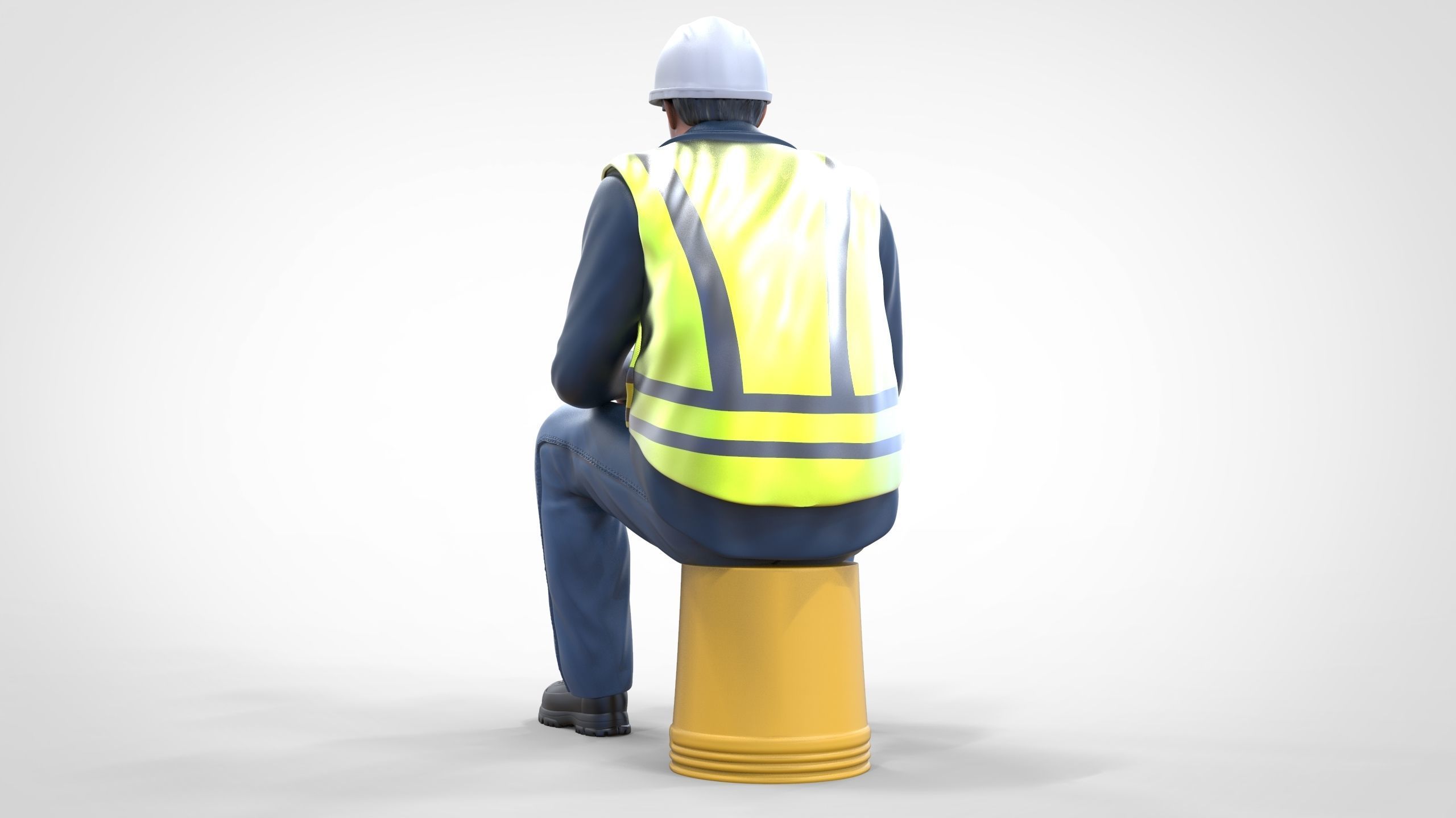 N7 Sitting Construction worker 3D print model_8