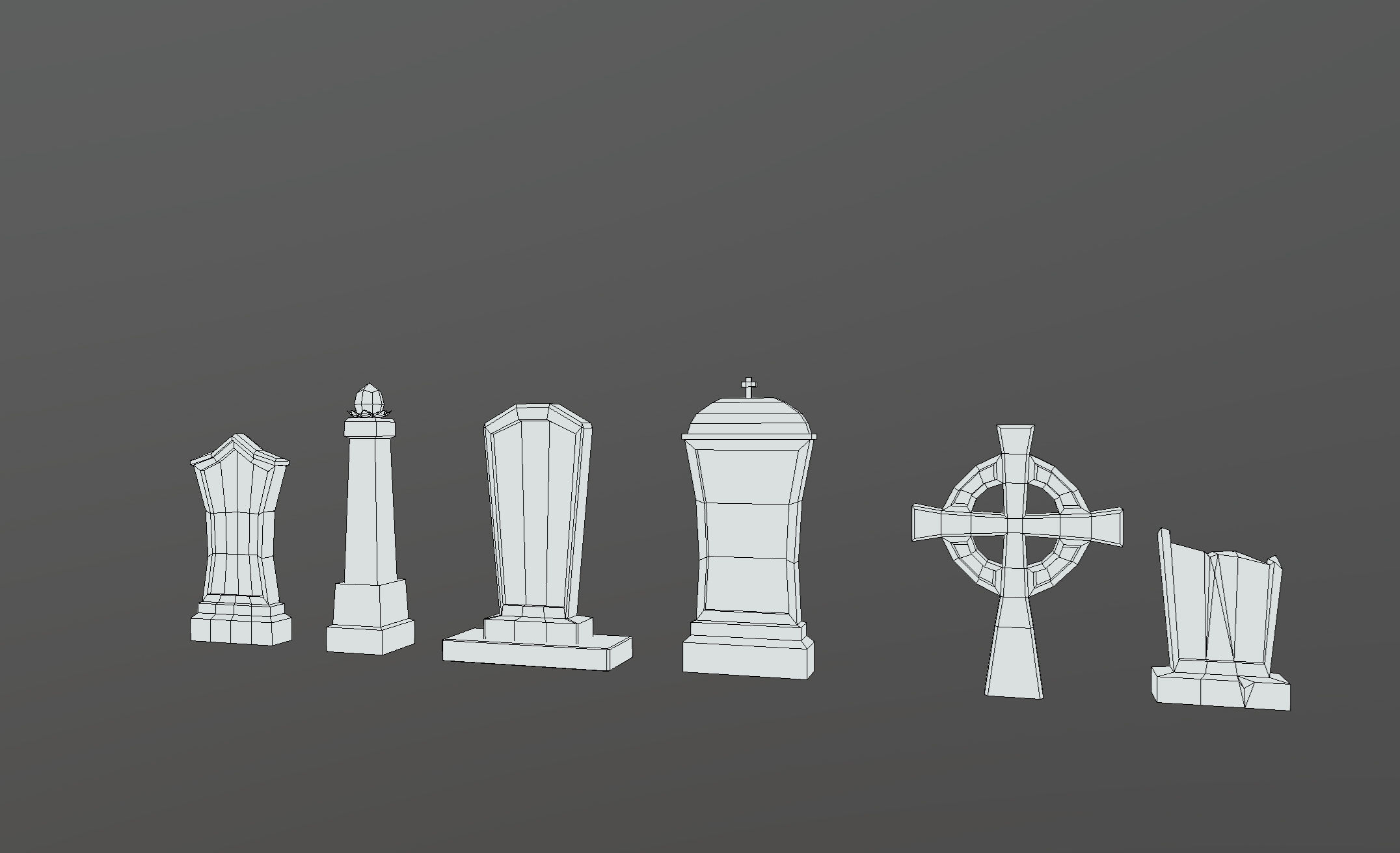 Stylized lowpoly fantasy graveyard headstones PBR asset Low-poly 3D model_13