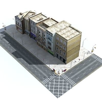 Low poly city block 15 Low-poly 3D model_1