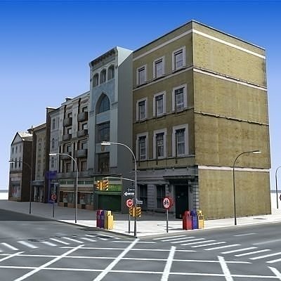 Low poly city block 15 Low-poly 3D model