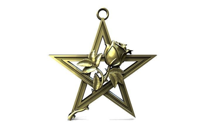 Pentagram and rose pendant 3D print model