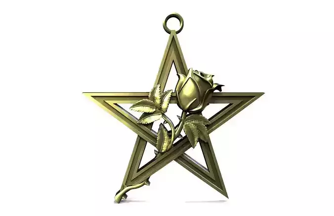 Pentagram and rose pendant