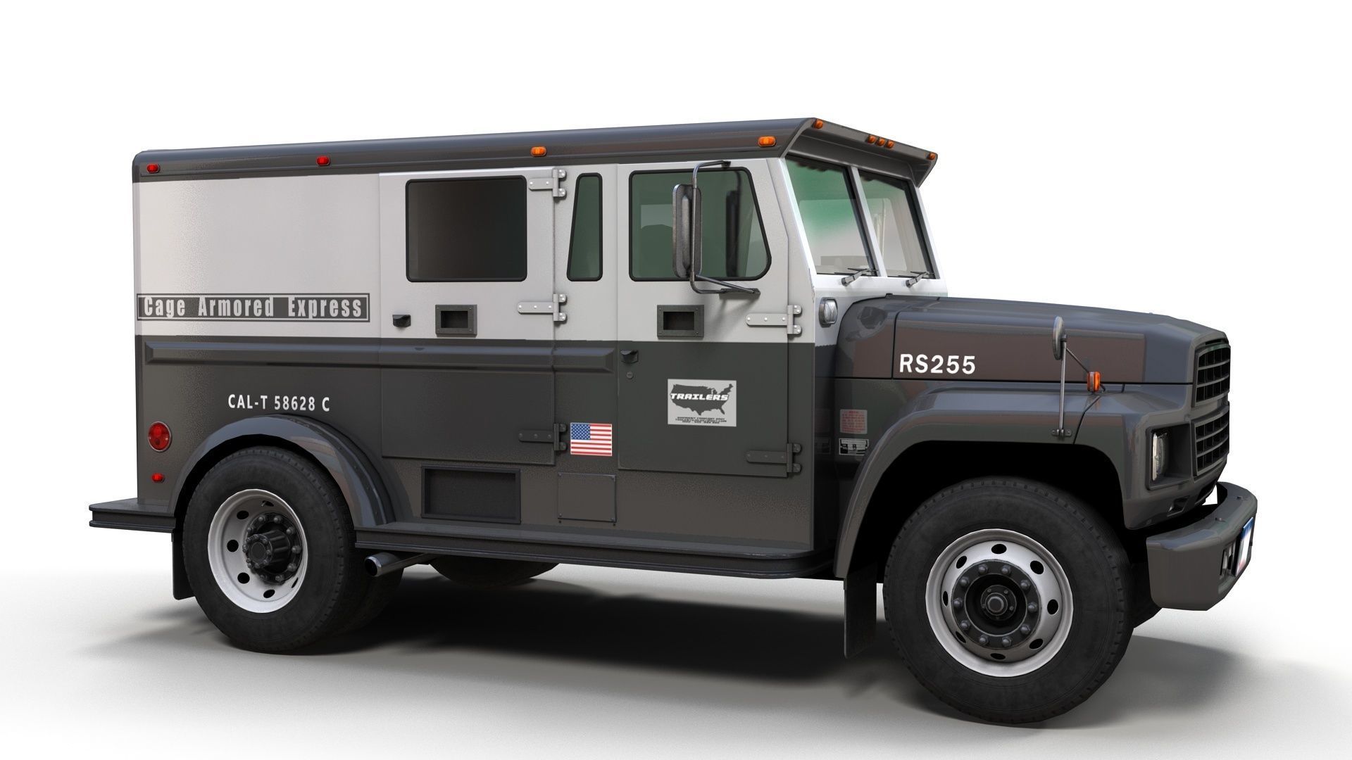Security armored truck Low-poly 3D model_6