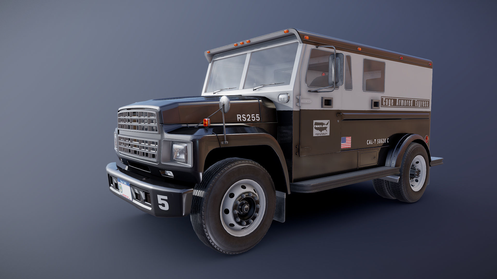 Security armored truck Low-poly 3D model_30