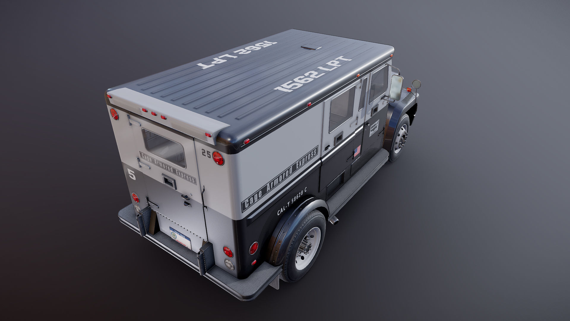 Security armored truck Low-poly 3D model_35