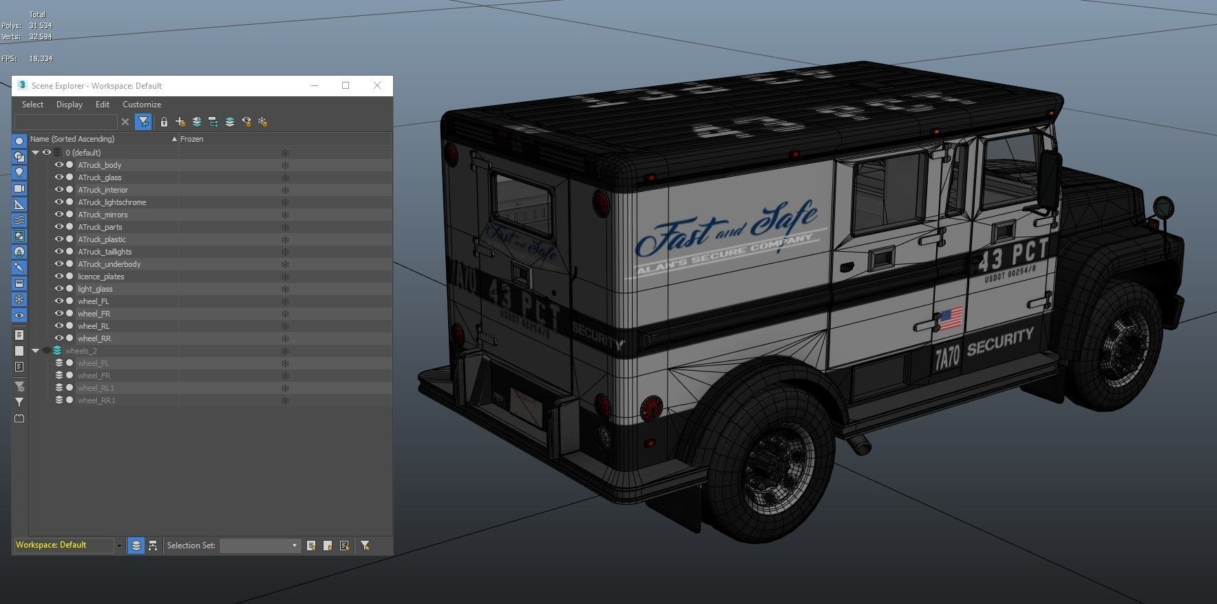 Security armored truck Low-poly 3D model_46