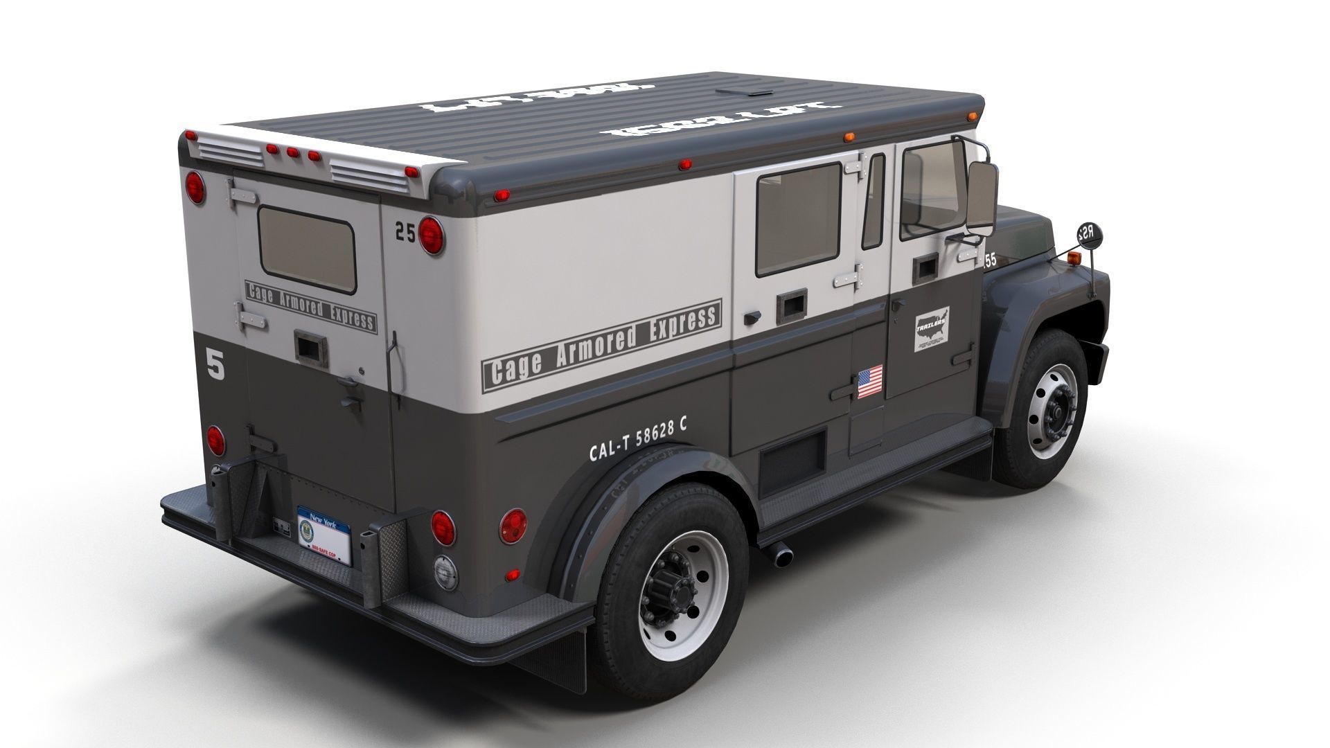 Security armored truck Low-poly 3D model_3