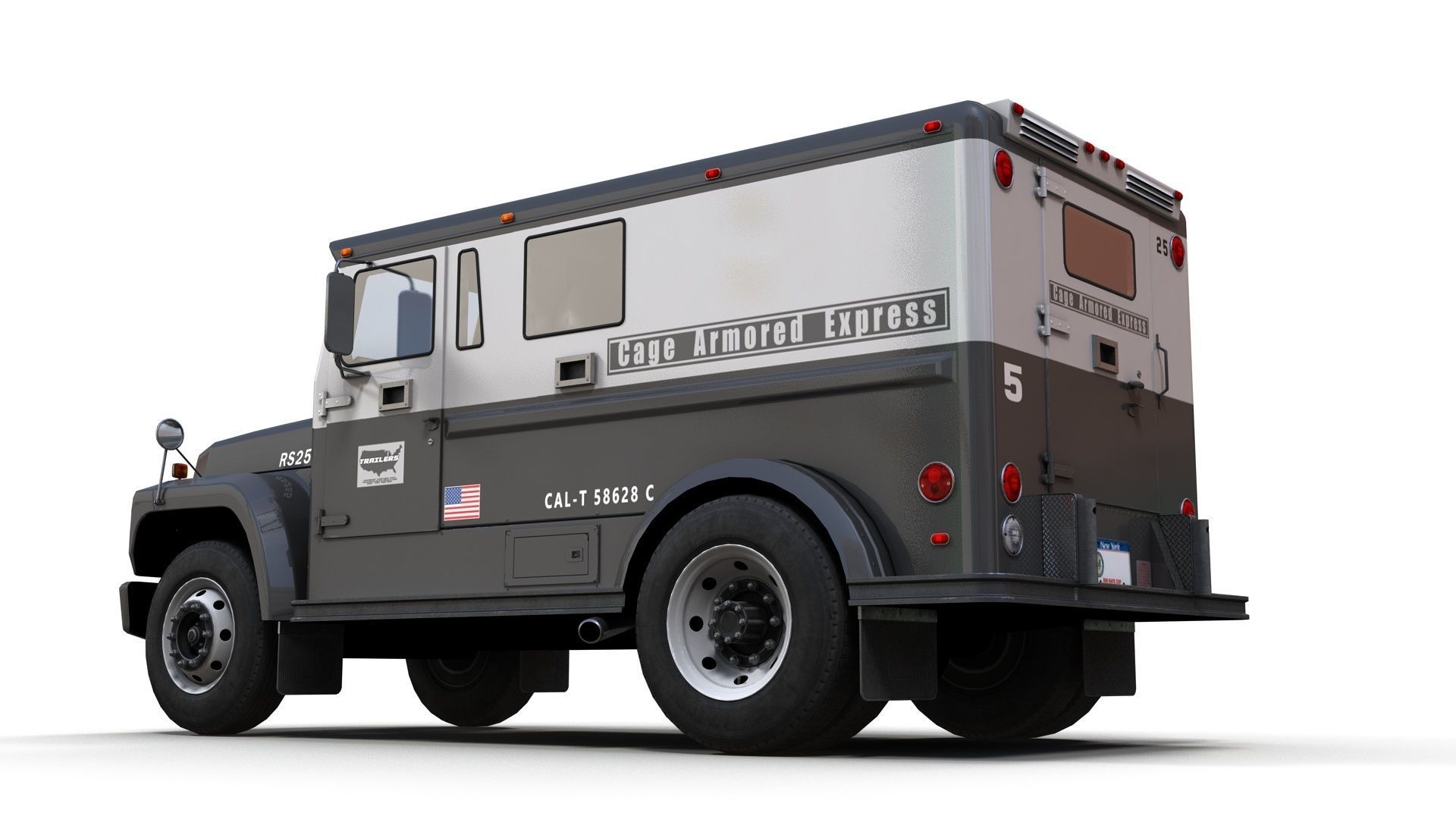 Security armored truck Low-poly 3D model_8