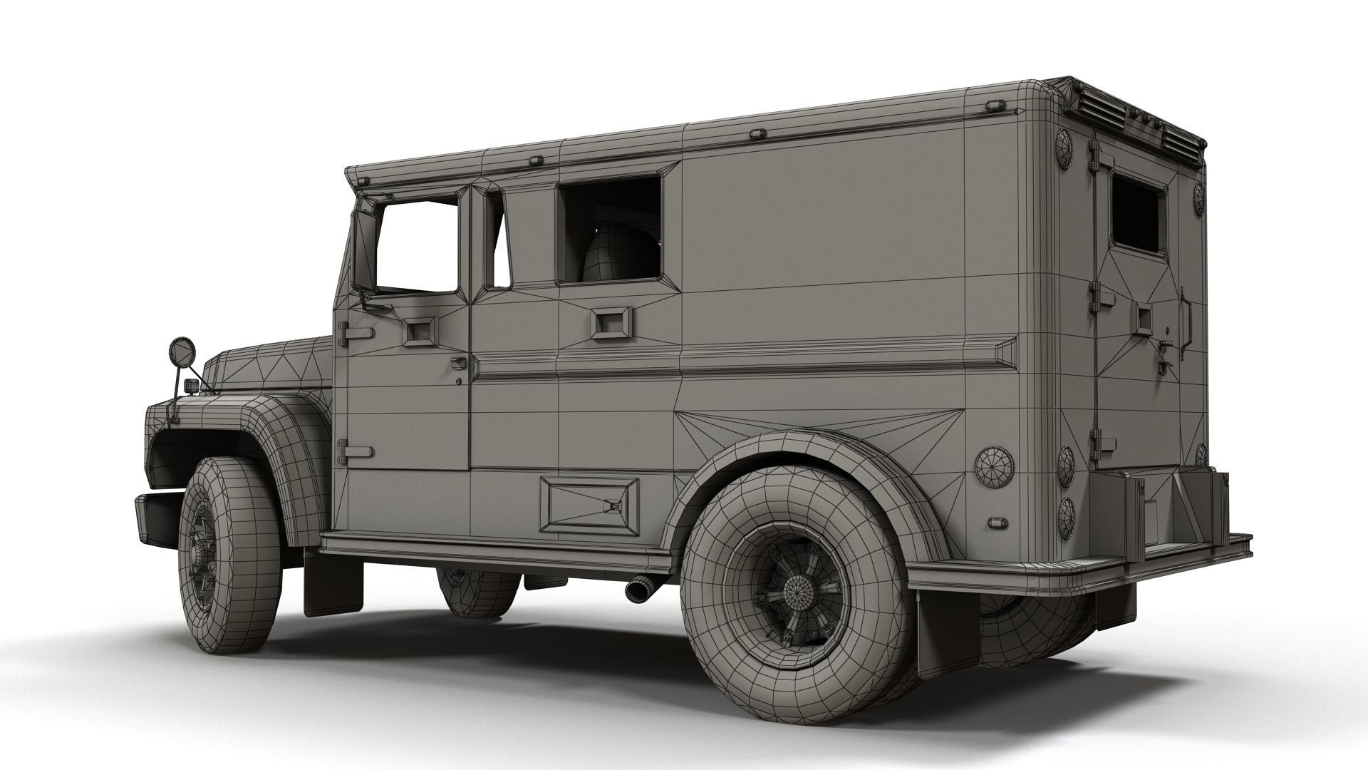 Security armored truck Low-poly 3D model_23