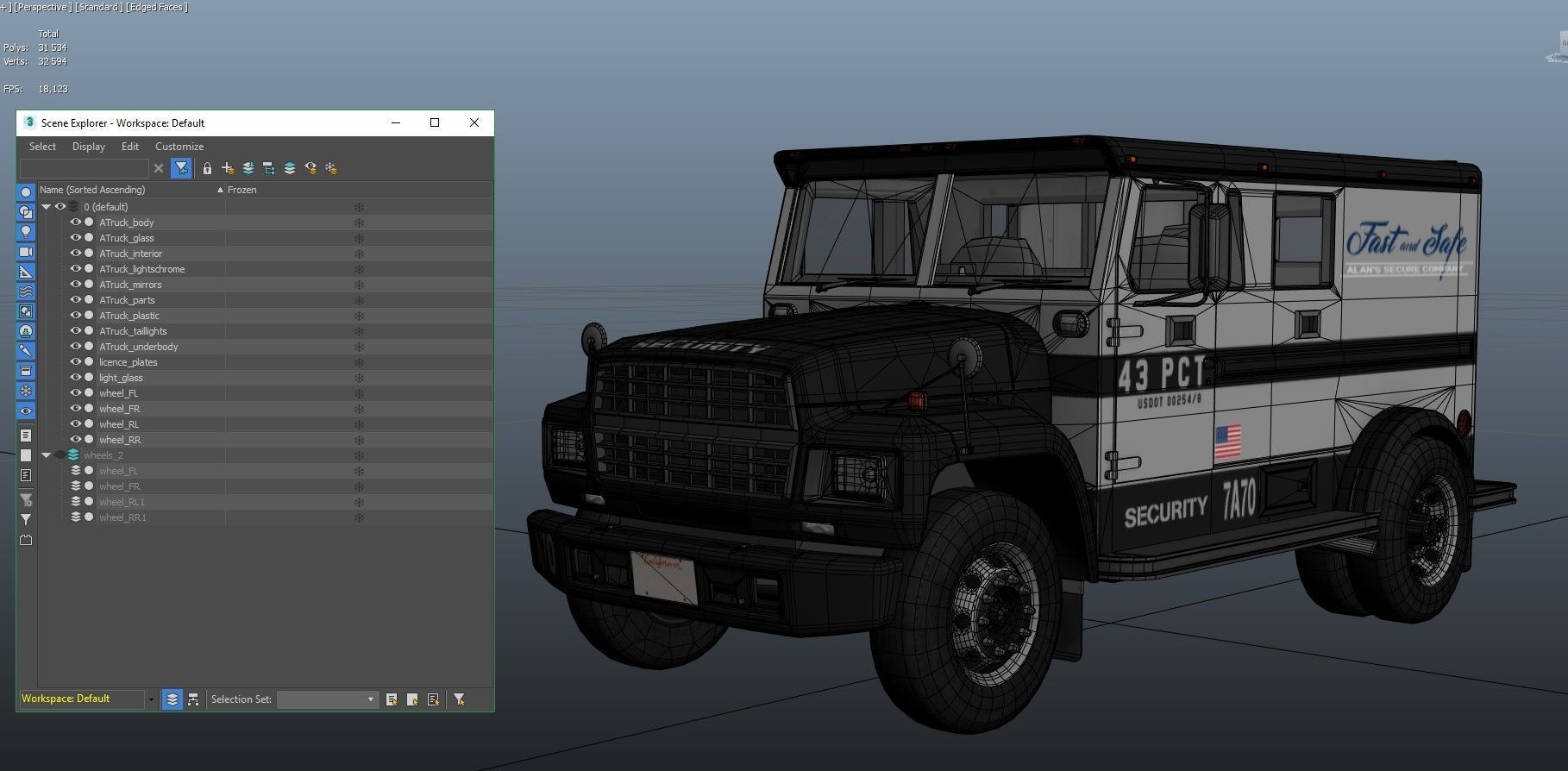 Security armored truck Low-poly 3D model_45
