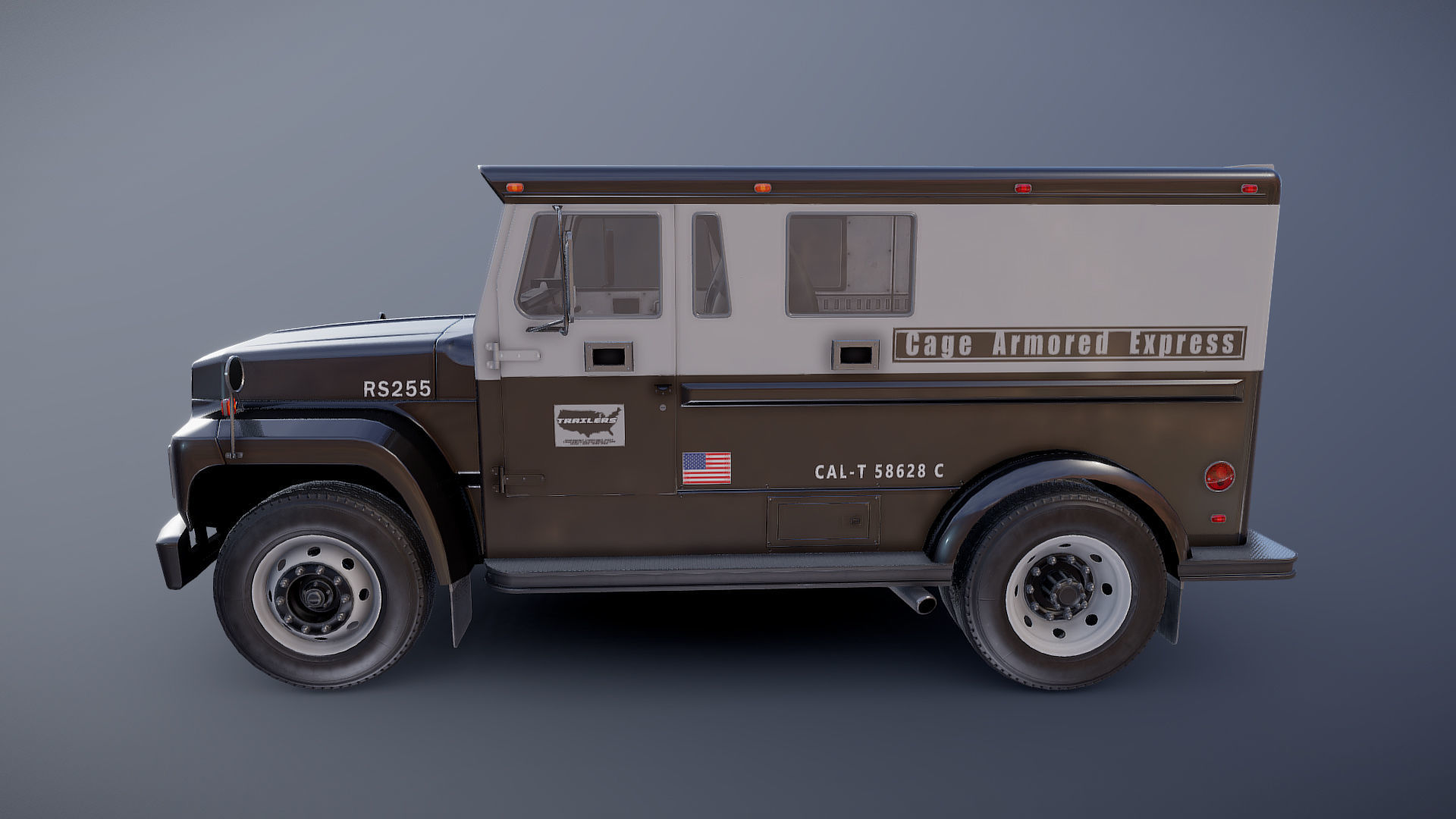 Security armored truck Low-poly 3D model_32