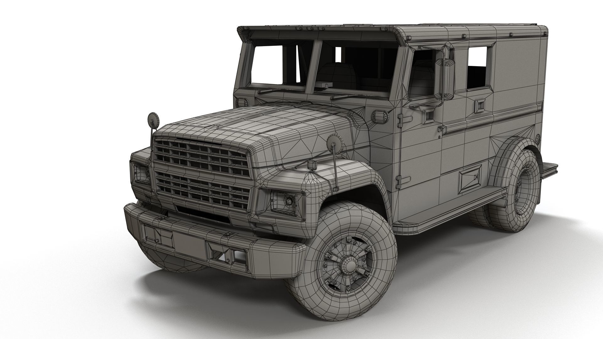 Security armored truck Low-poly 3D model_20