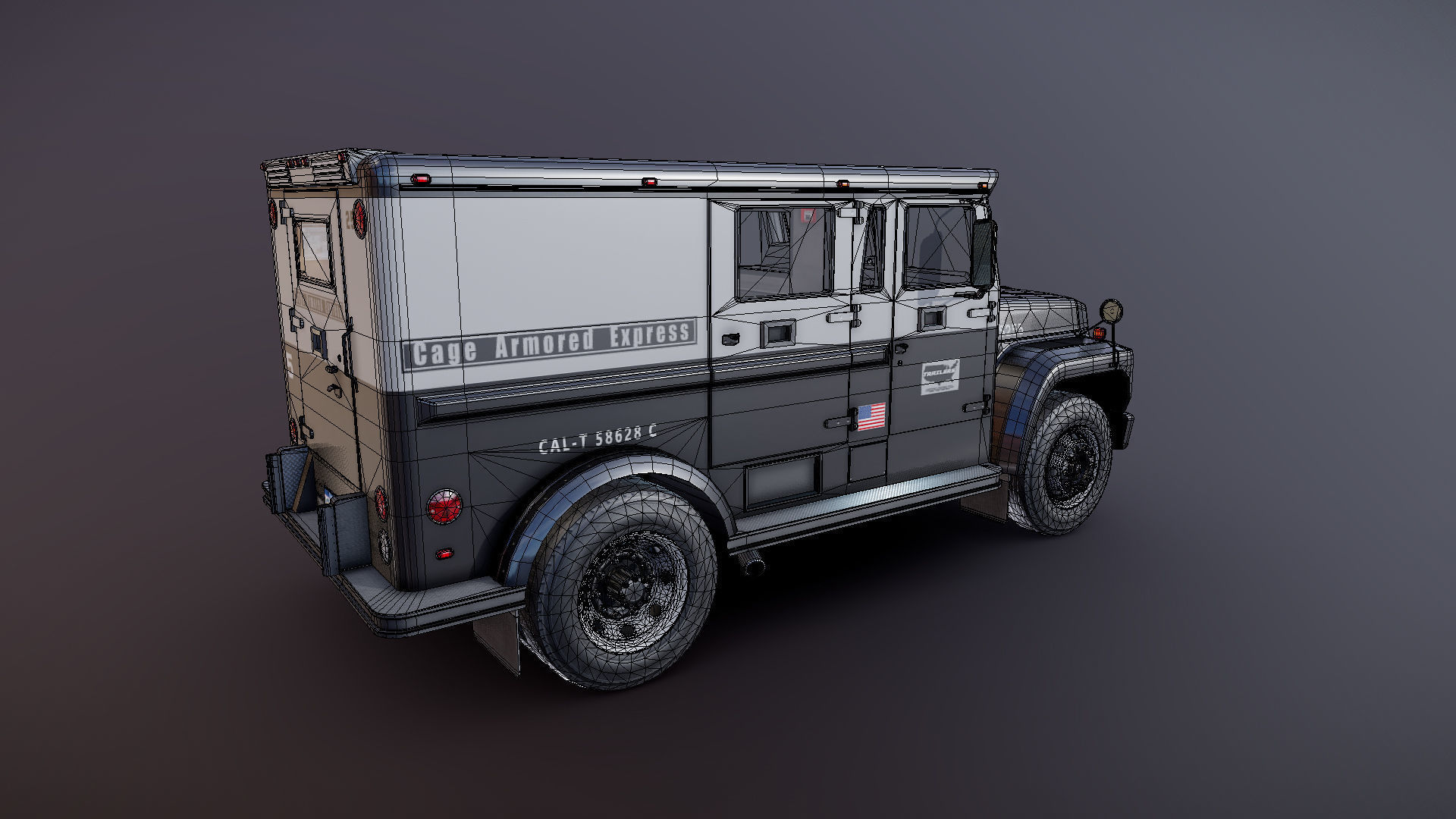 Security armored truck Low-poly 3D model_37