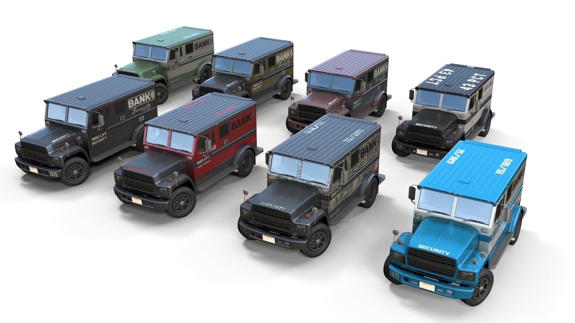 Security armored truck Low-poly 3D model_19
