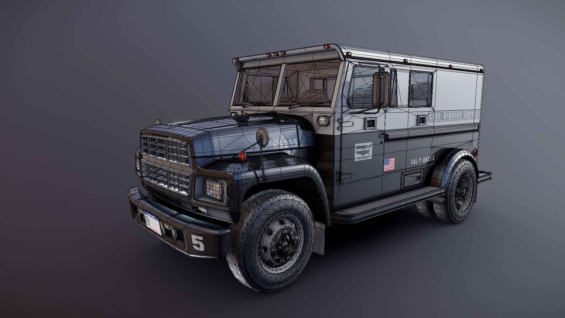 Security armored truck Low-poly 3D model_36