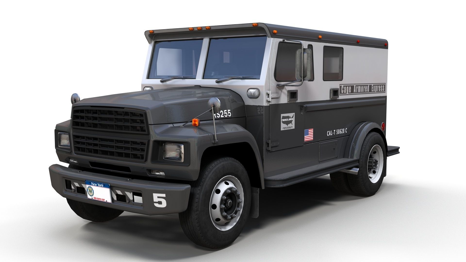 Security armored truck Low-poly 3D model_2