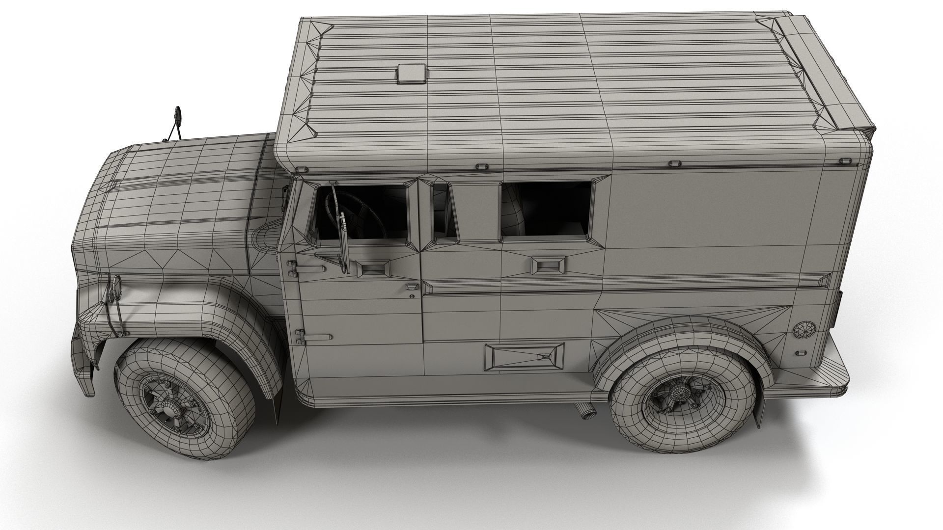 Security armored truck Low-poly 3D model_22