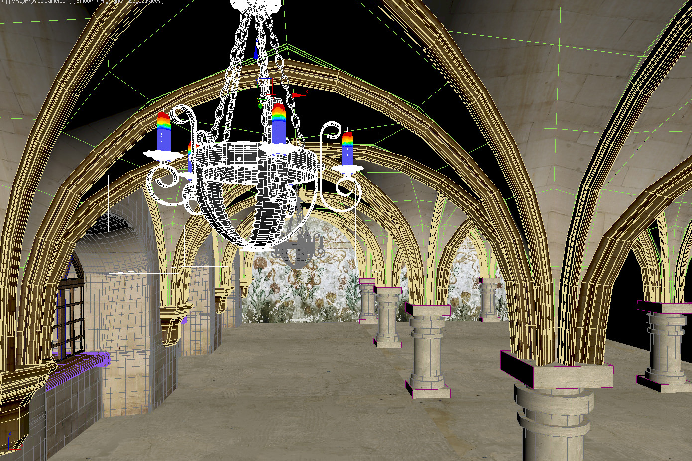 Monastery hall 3D model_4