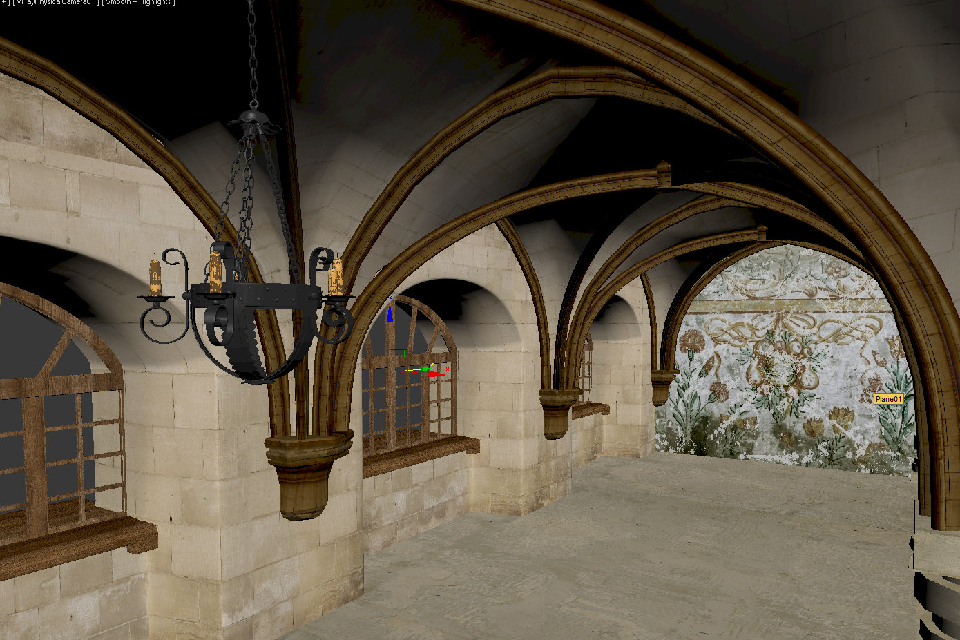Monastery hall 3D model_5
