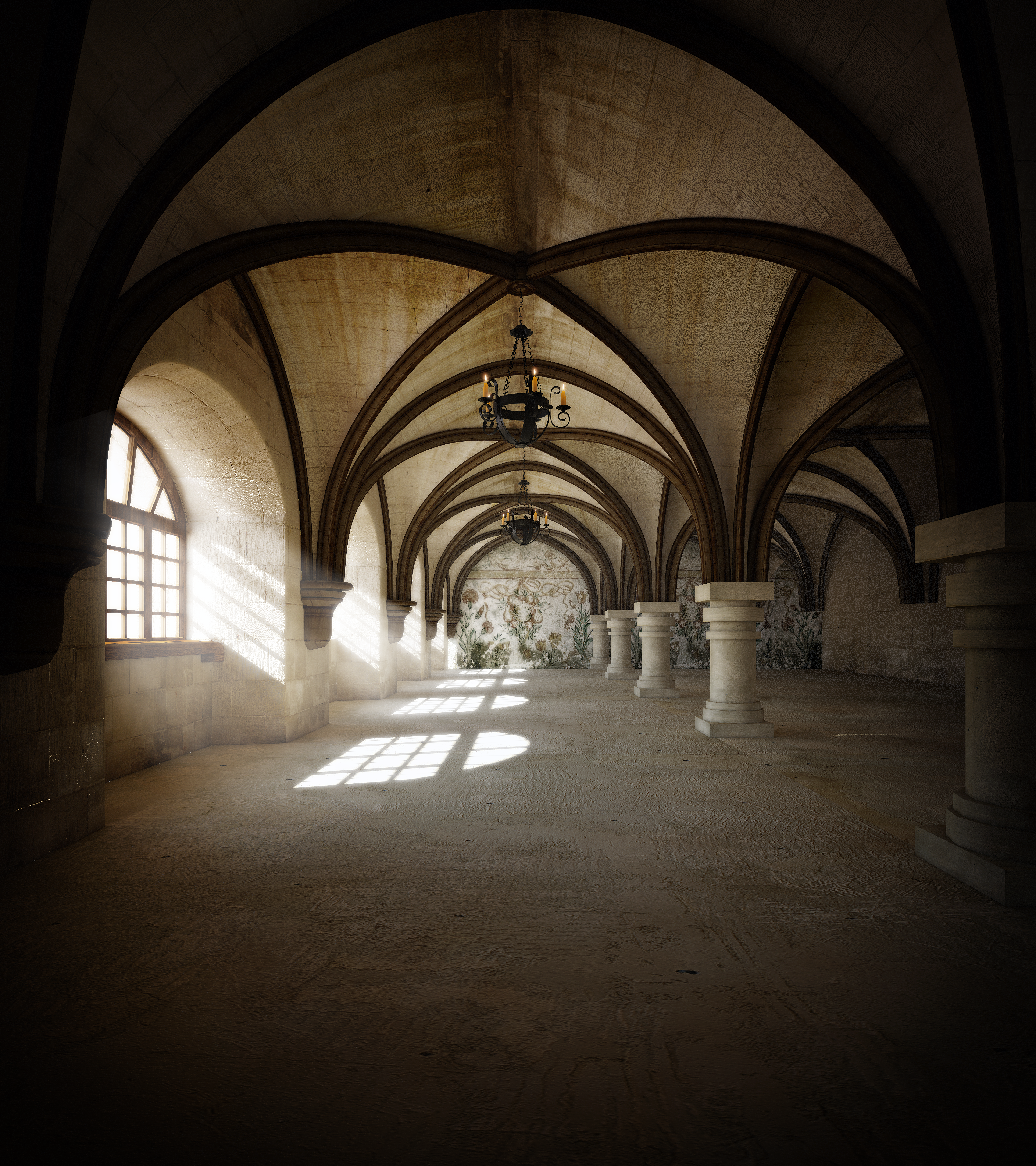 Monastery hall 3D model_3