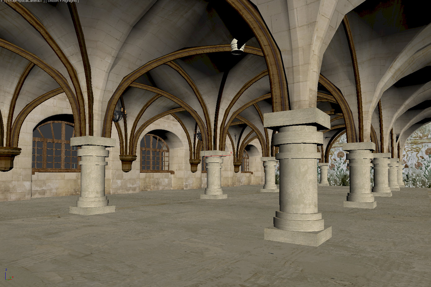 Monastery hall 3D model_6
