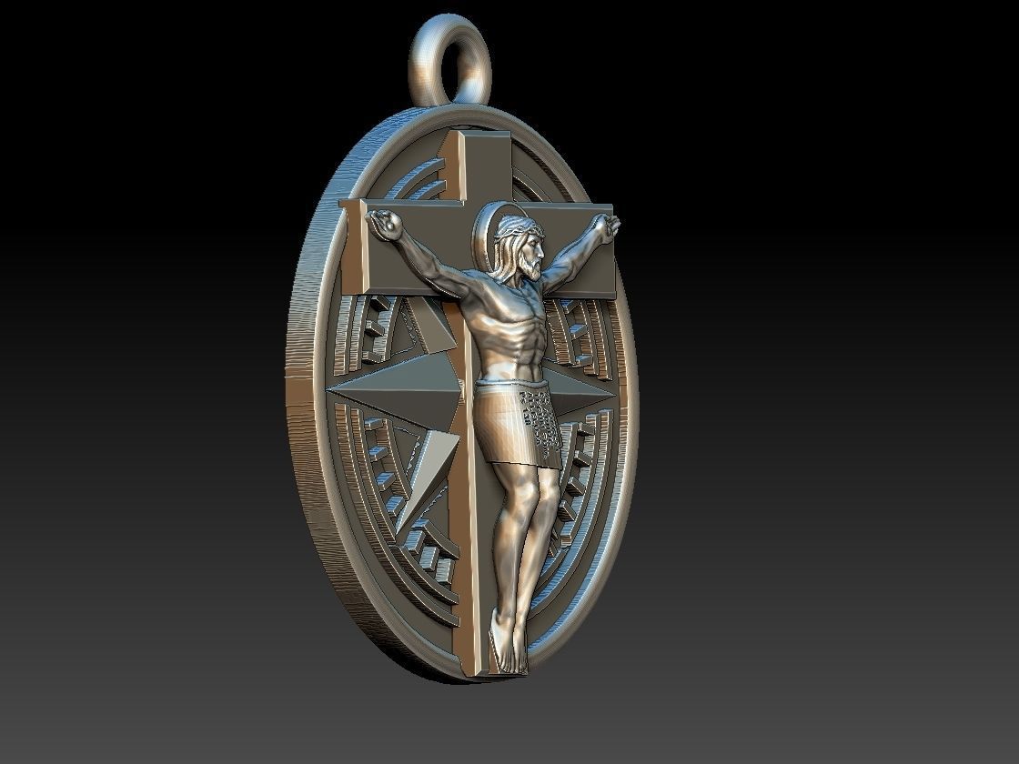 Jesus Christ Compass Pendant - Cristo Bussola 3D print model_2