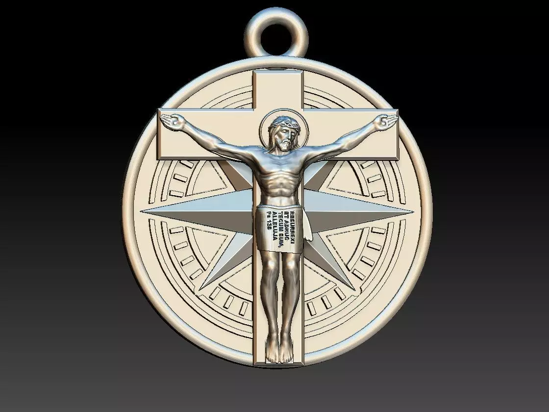 Jesus Christ Compass Pendant - Cristo Bussola 3D print model_0