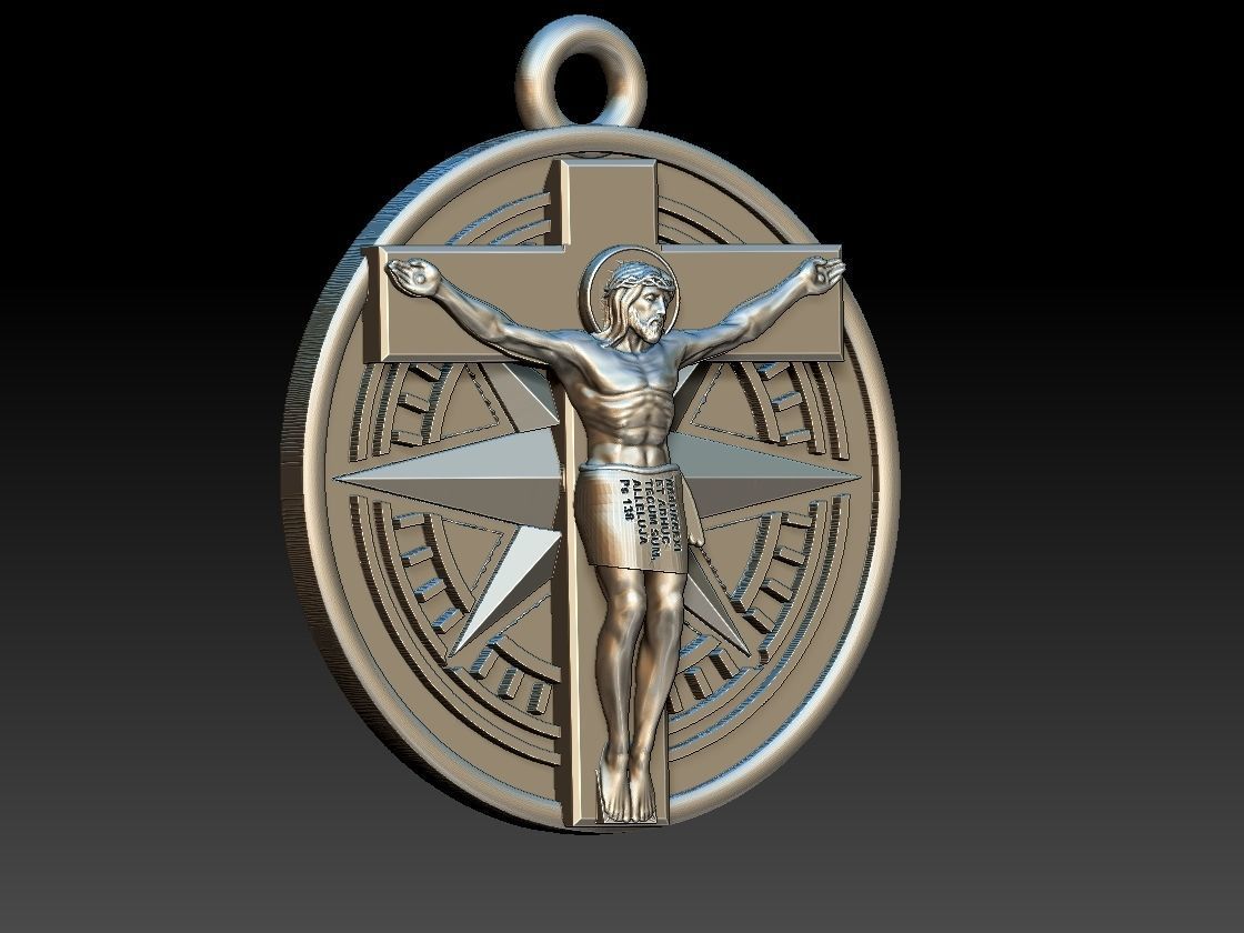 Jesus Christ Compass Pendant - Cristo Bussola 3D print model_1