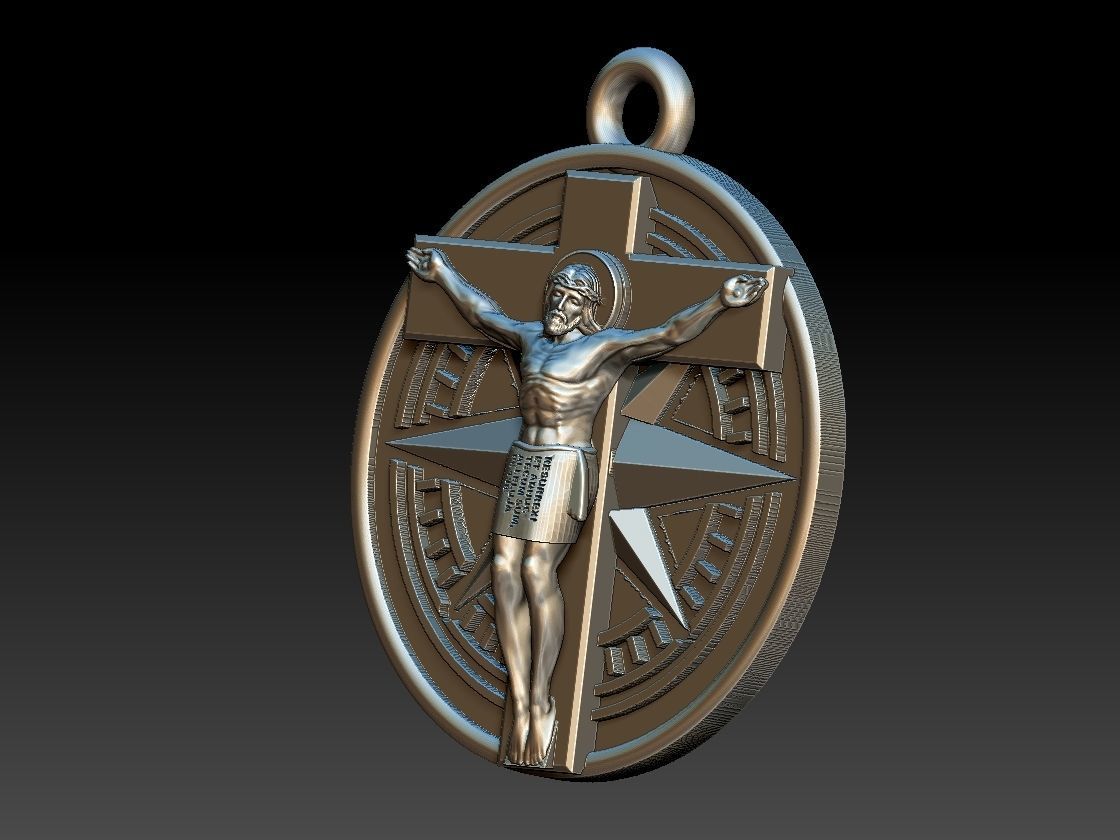 Jesus Christ Compass Pendant - Cristo Bussola 3D print model_10