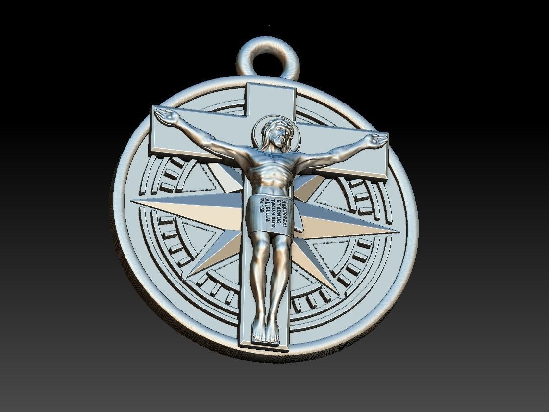 Jesus Christ Compass Pendant - Cristo Bussola 3D print model_13