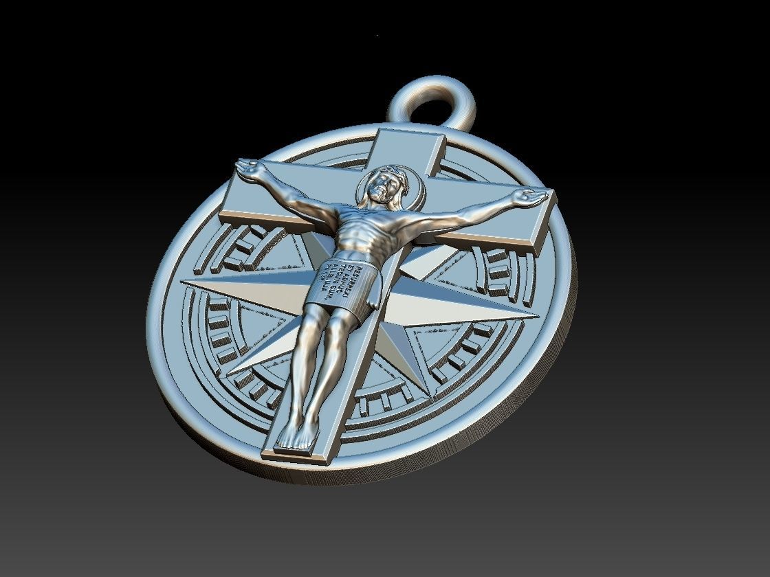 Jesus Christ Compass Pendant - Cristo Bussola 3D print model_14