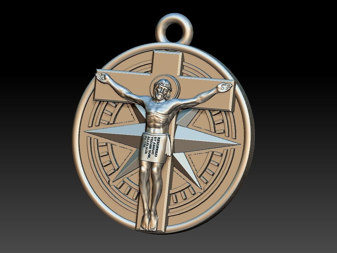 Jesus Christ Compass Pendant - Cristo Bussola 3D print model_11