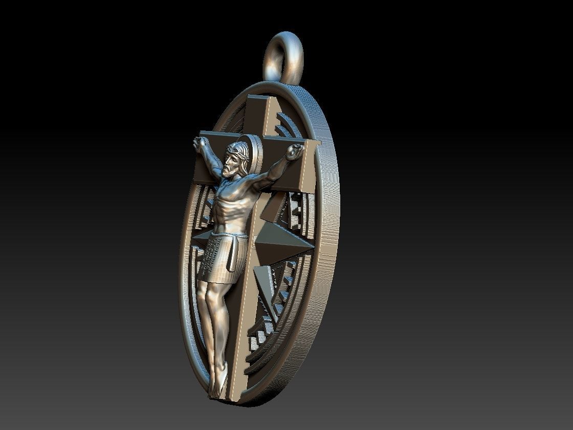 Jesus Christ Compass Pendant - Cristo Bussola 3D print model_9