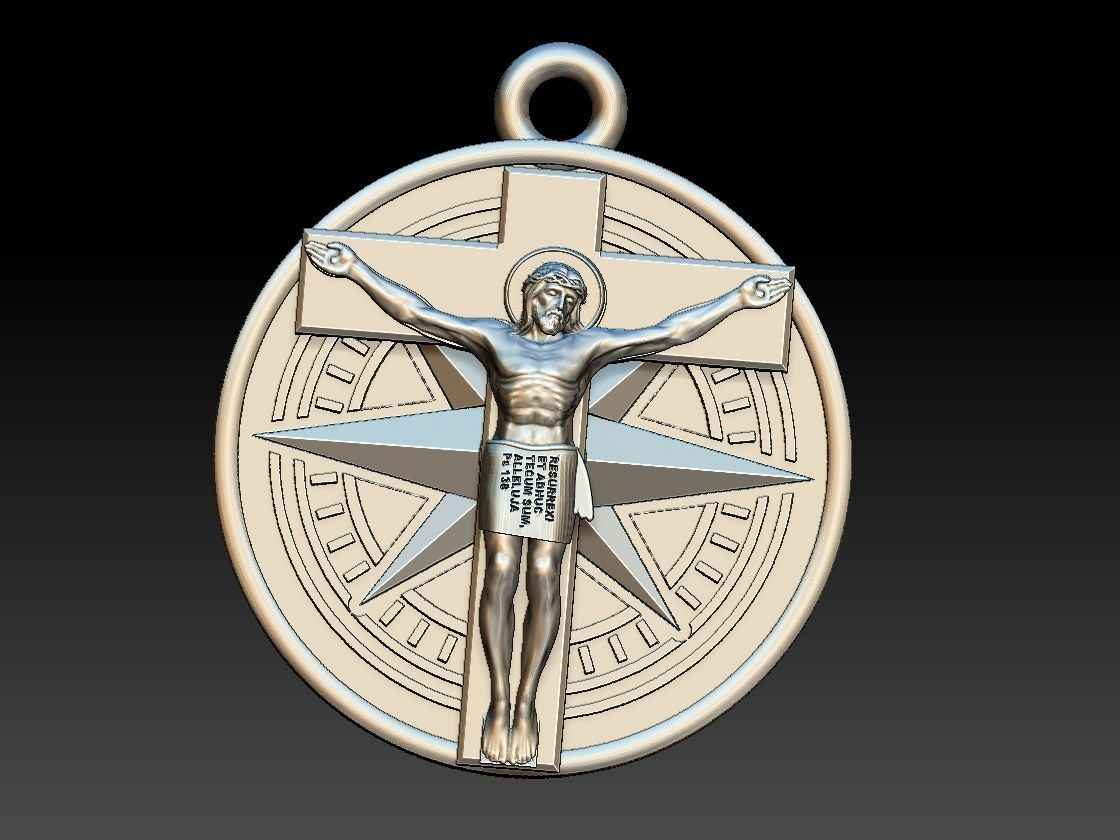 Jesus Christ Compass Pendant - Cristo Bussola 3D print model_12