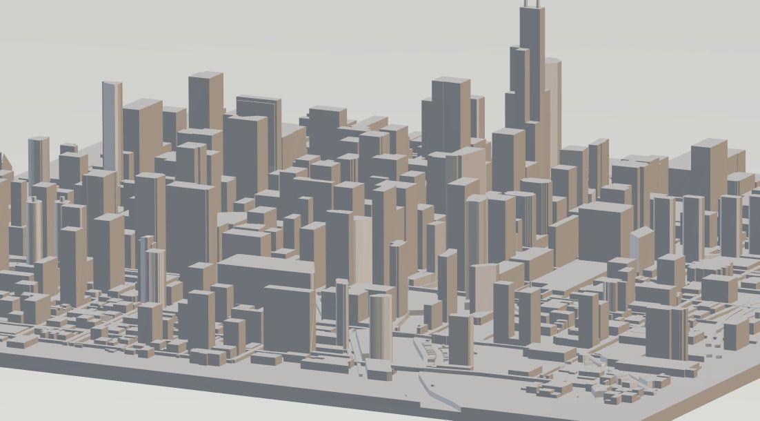 Chicago City Low-poly 3D model_3