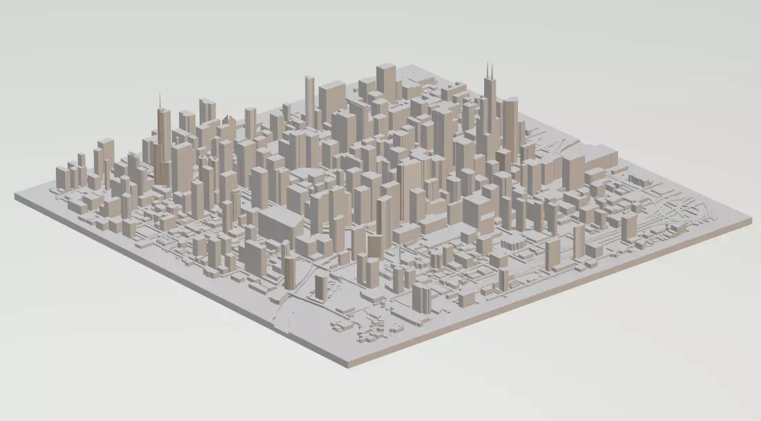 Chicago City Low-poly 3D model_0