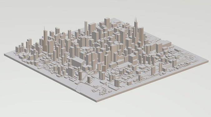 Chicago City Low-poly 3D model
