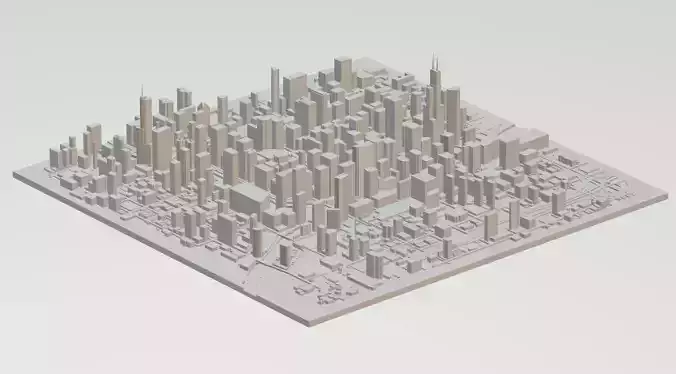 Chicago City Low-poly 3D model Chicago City Low-poly 3D model