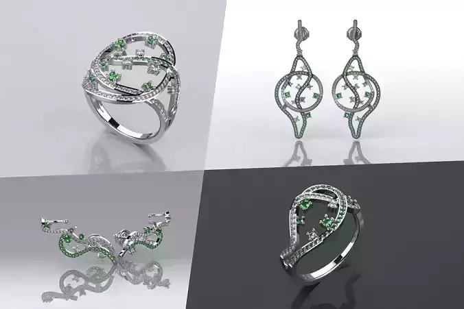 Set Lines Movement - Jewelry 3D - 4 Models 3D Model Collection