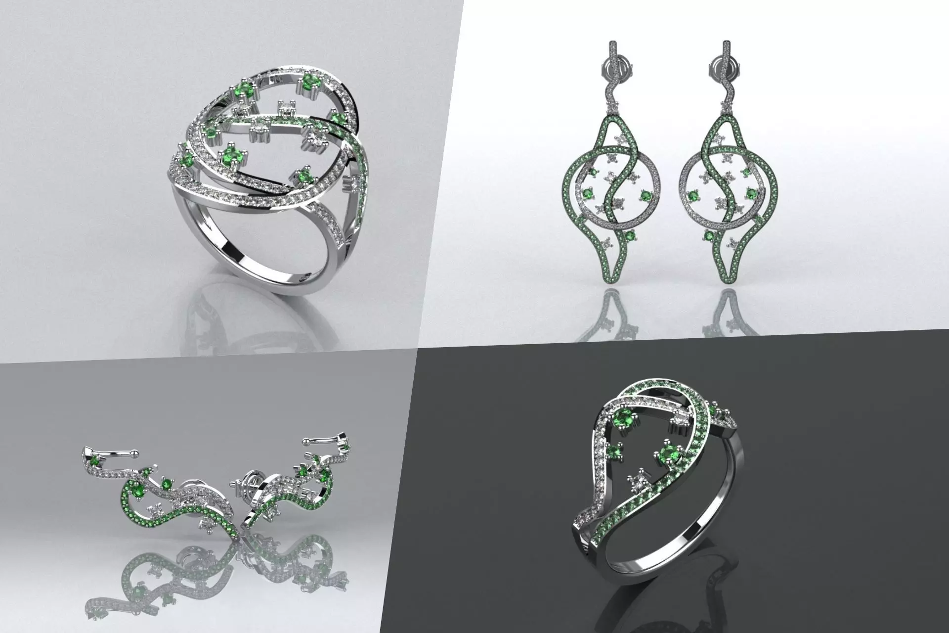 Set Lines Movement - Jewelry 3D - 4 Models 3D Model Collection_0
