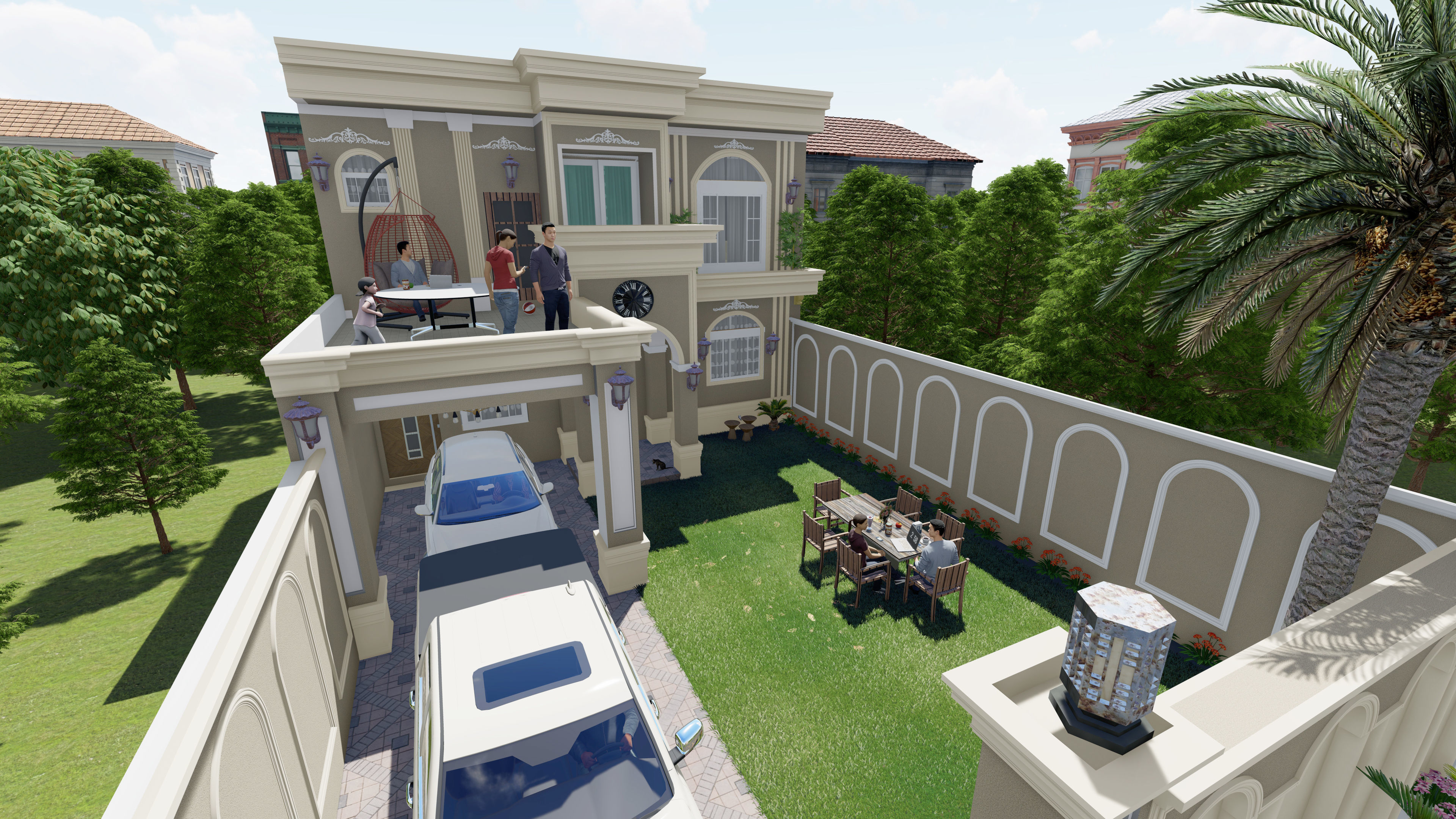 Beautiful Farm House Design In 35 x 70 Dimension Size  Low-poly 3D model_4