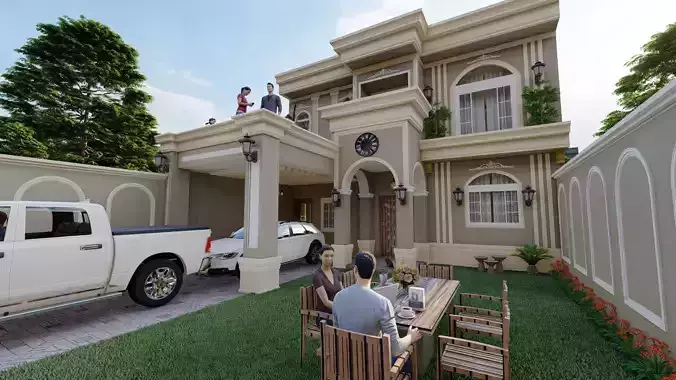 Beautiful Farm House Design In 35 x 70 Dimension Size  Low-poly 3D model