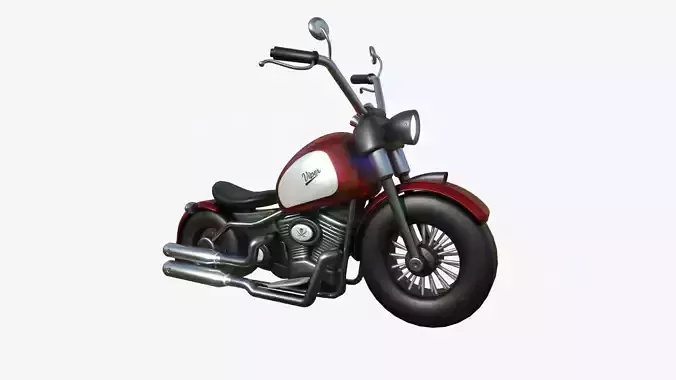 Motorcycle Cartoon A12 Red White - Custom Vehicle Design