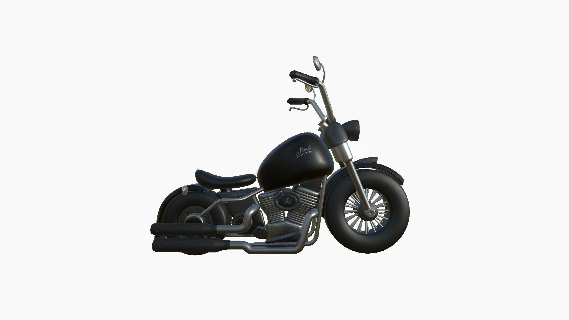 Motorcycle Cartoon A13 Full Black - Custom Vehicle Design Low-poly 3D model_2