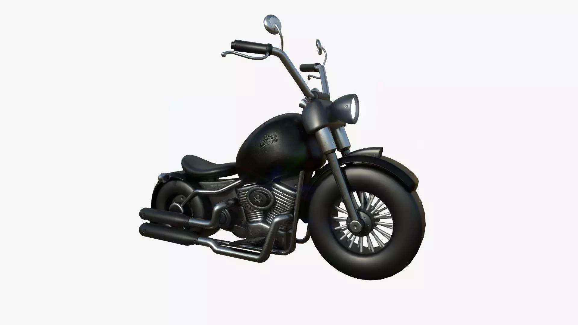 Motorcycle Cartoon A13 Full Black - Custom Vehicle Design Low-poly 3D model_0