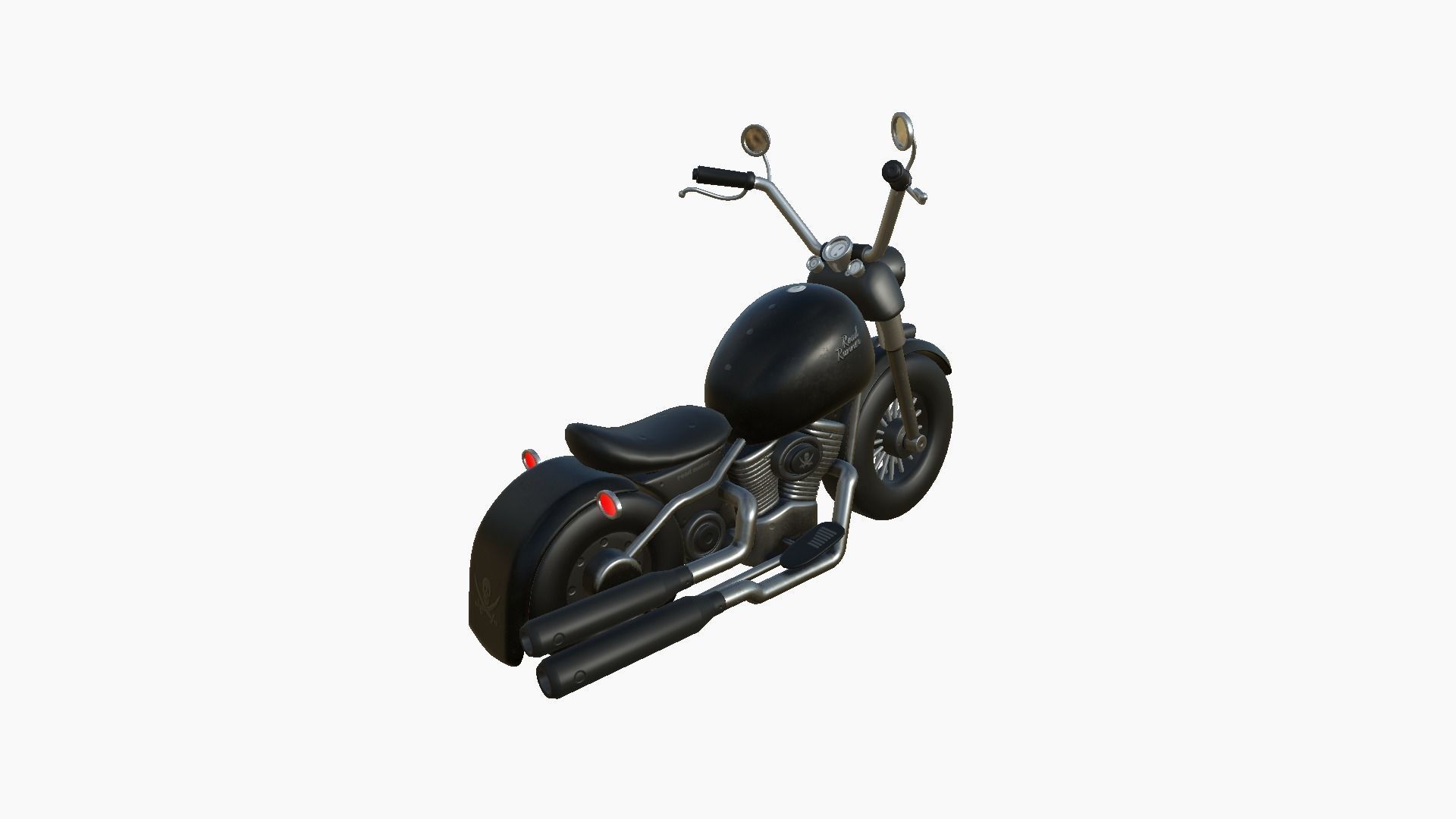 Motorcycle Cartoon A13 Full Black - Custom Vehicle Design Low-poly 3D model_1
