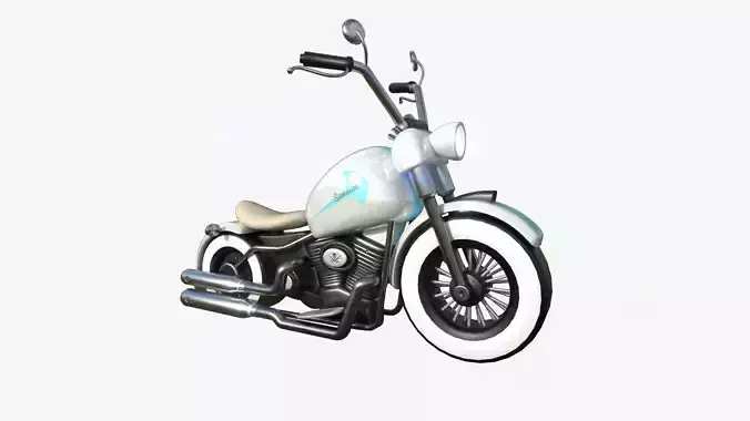 Motorcycle Cartoon A14 White Blue - Custom Vehicle Design
