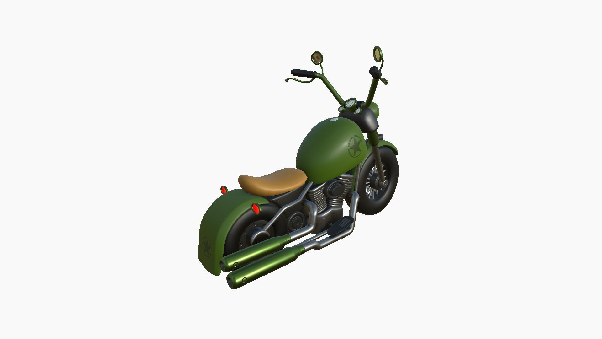 Motorcycle Cartoon A15 Green - Custom Vehicle Design Low-poly 3D model_1